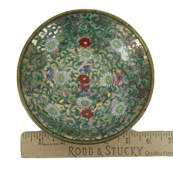 Vintage Decorative 6” Brass Bowl Andrea by Sadek Decorated in Hong Kong - Picture 4 of 5